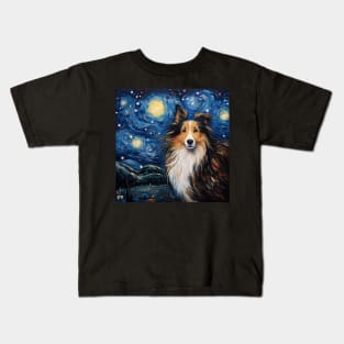 Happy Sheltie Starry Night Kids T-Shirt